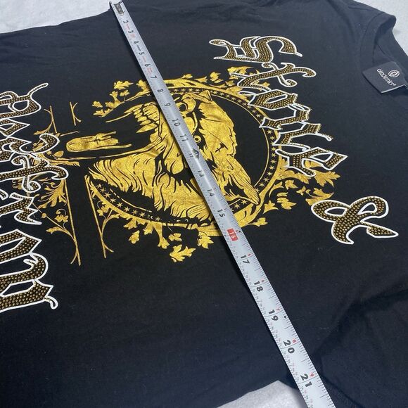 Vintage Akademiks T Shirt Men XL Hip Hop Big Logo Y2K AKDMKS Black Rhinestone - Picture 6 of 10